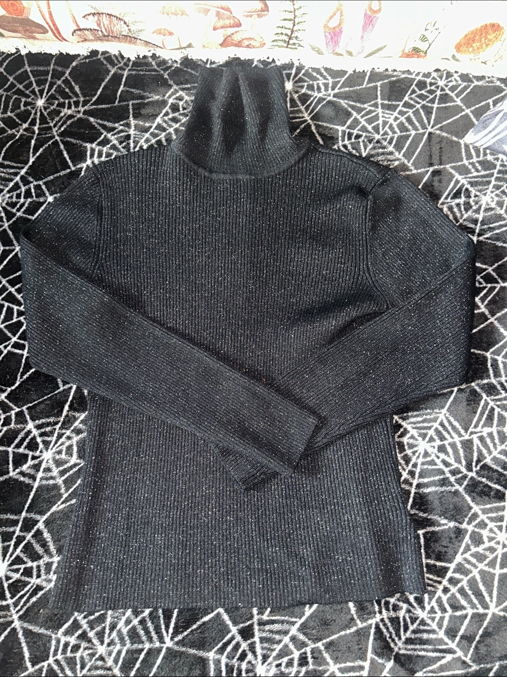 Worthington Black Sparkle Ribbed Turtleneck Sweater